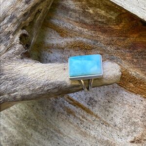 925 Silver Blue Larimar Cabochon Ring